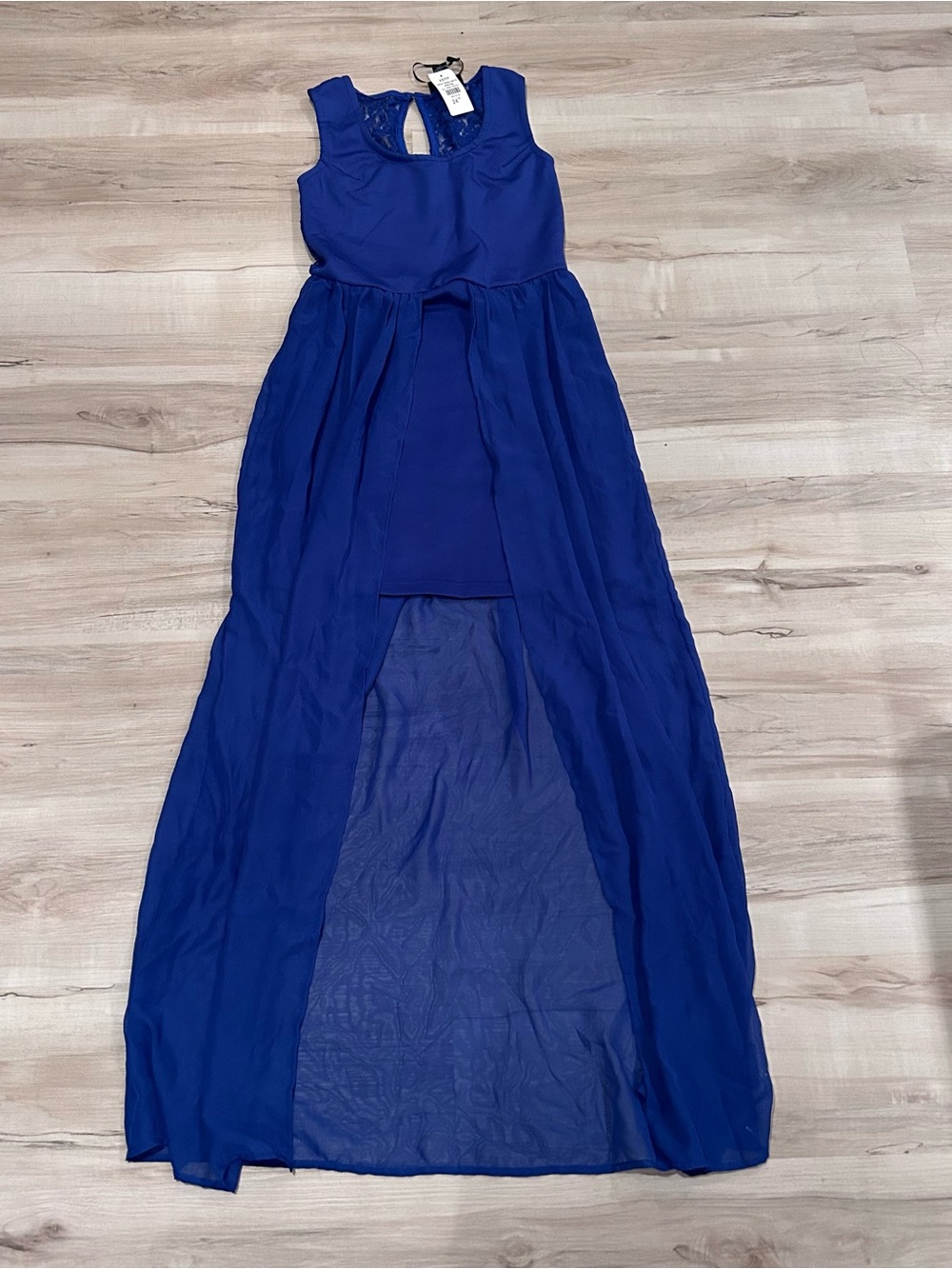 Size xs Women's Royal Blue High-Low Chiffon Overlay Dress
